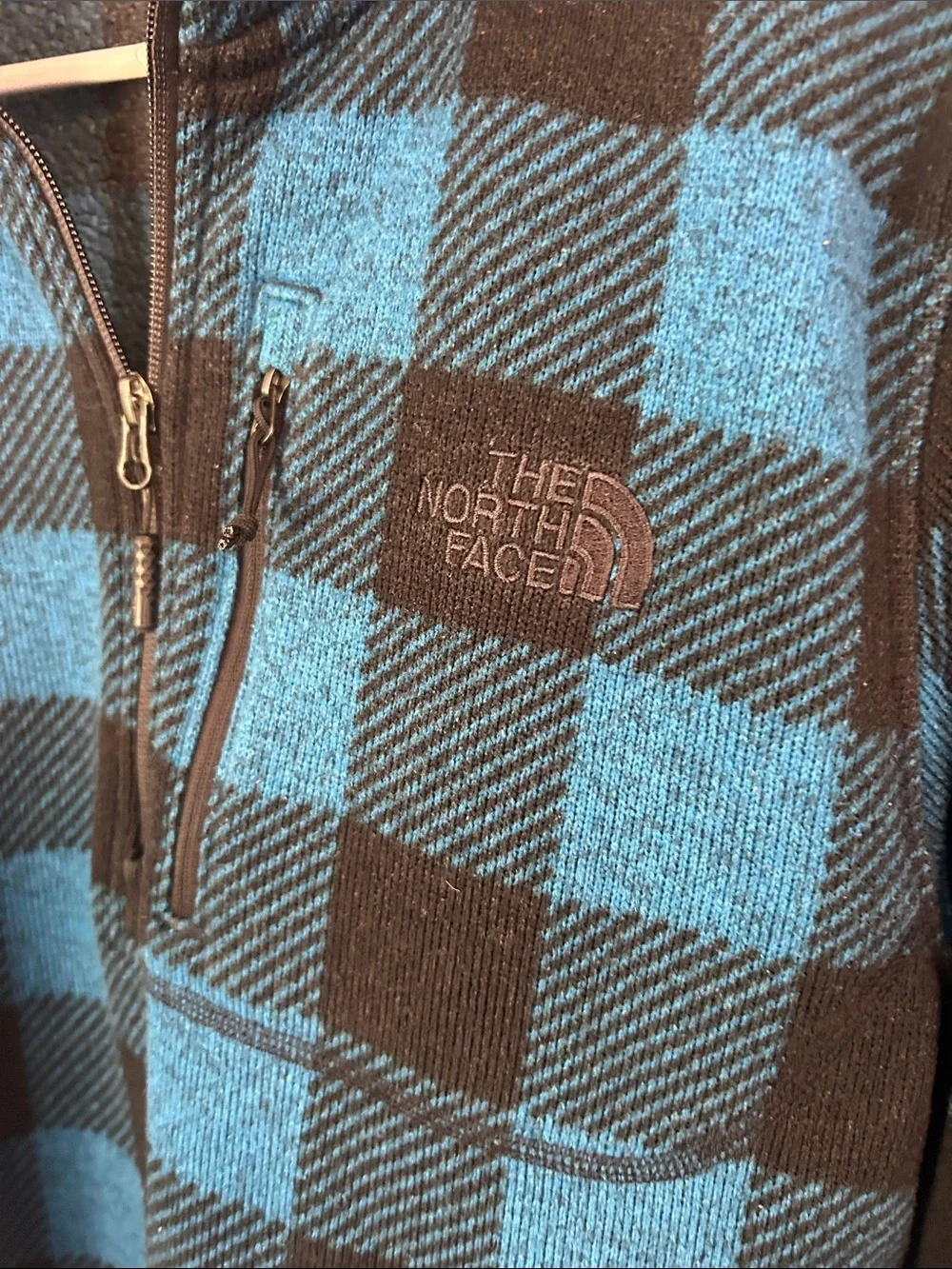 The North Face Blue and Black Sherpa Fleece Pullover